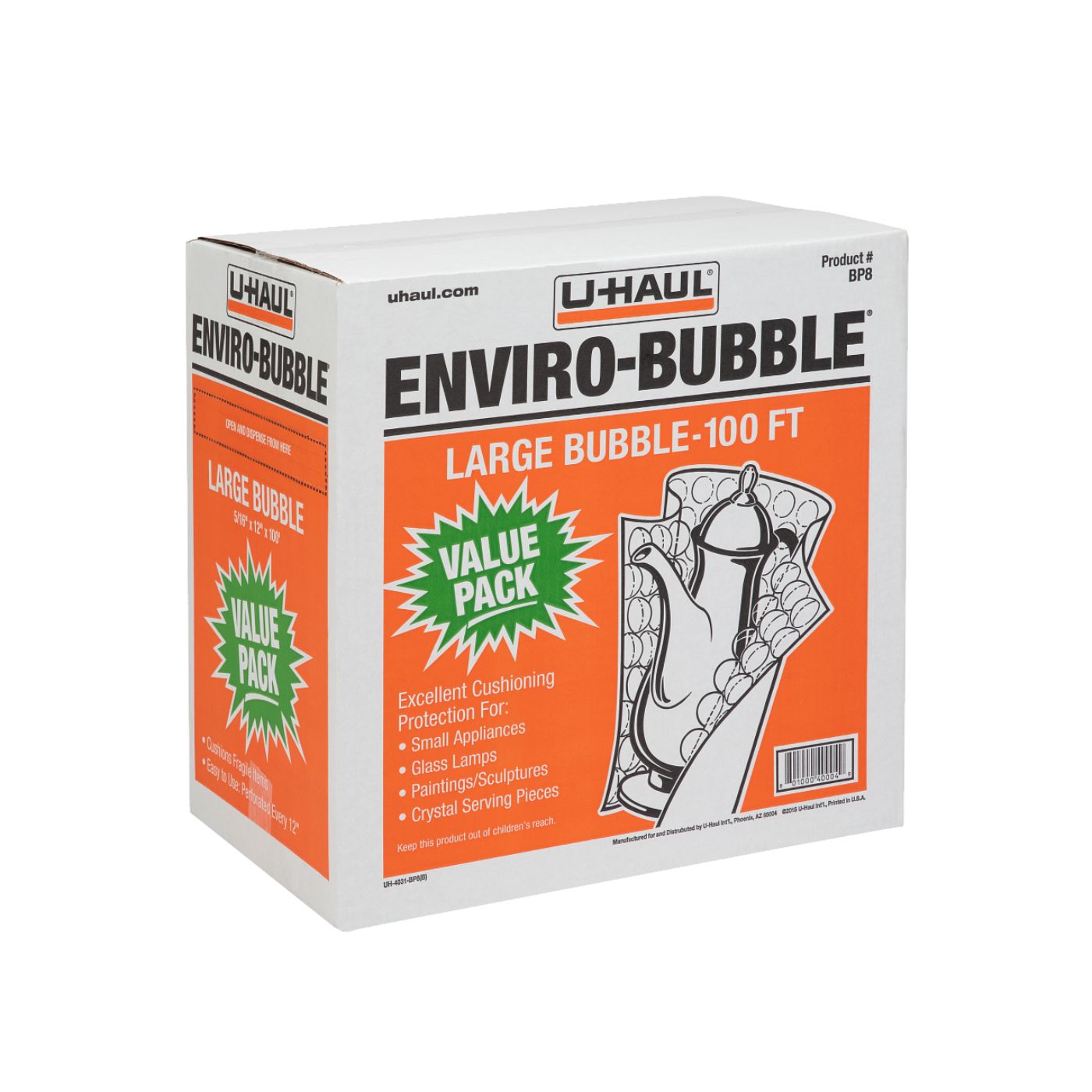 Coussin Enviro-Bubble® pour déménagement et expédition avec boîte distributrice (grandes bulles, 100 pi x 12 po)