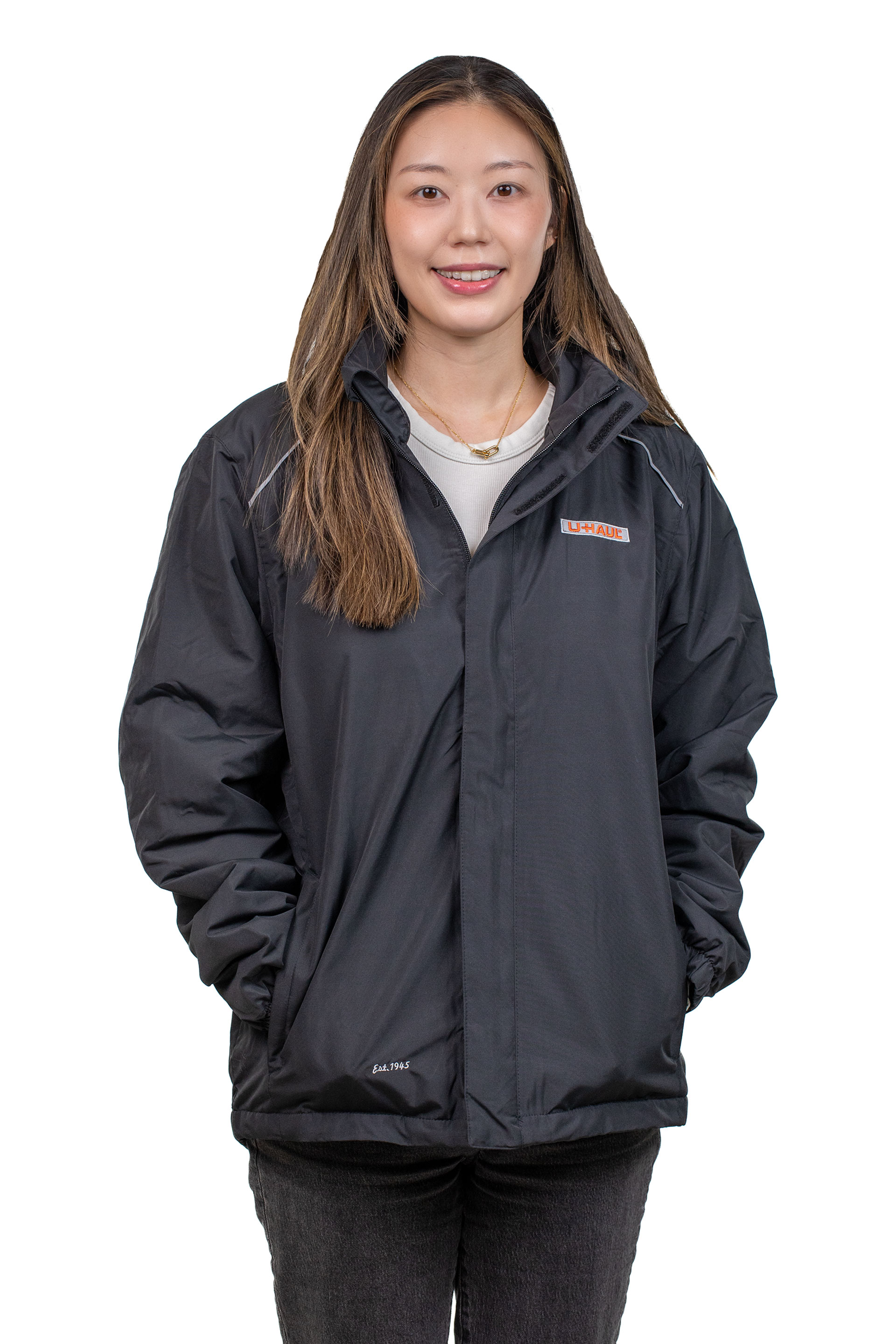 Veste unisexe noire UHaul avec capuche