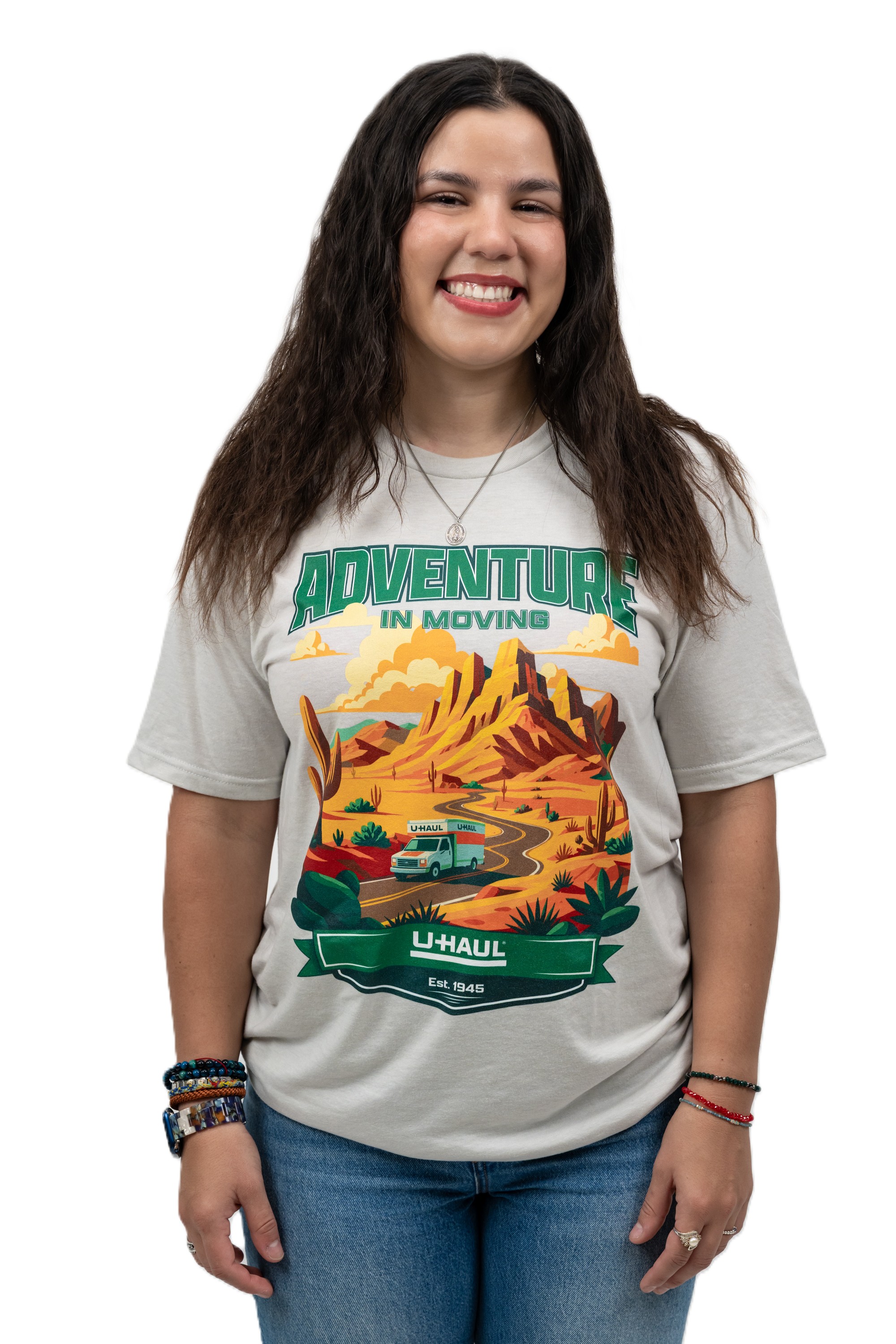T-shirt graphique unisexe U-Haul Adventure in Moving - blanc fumée