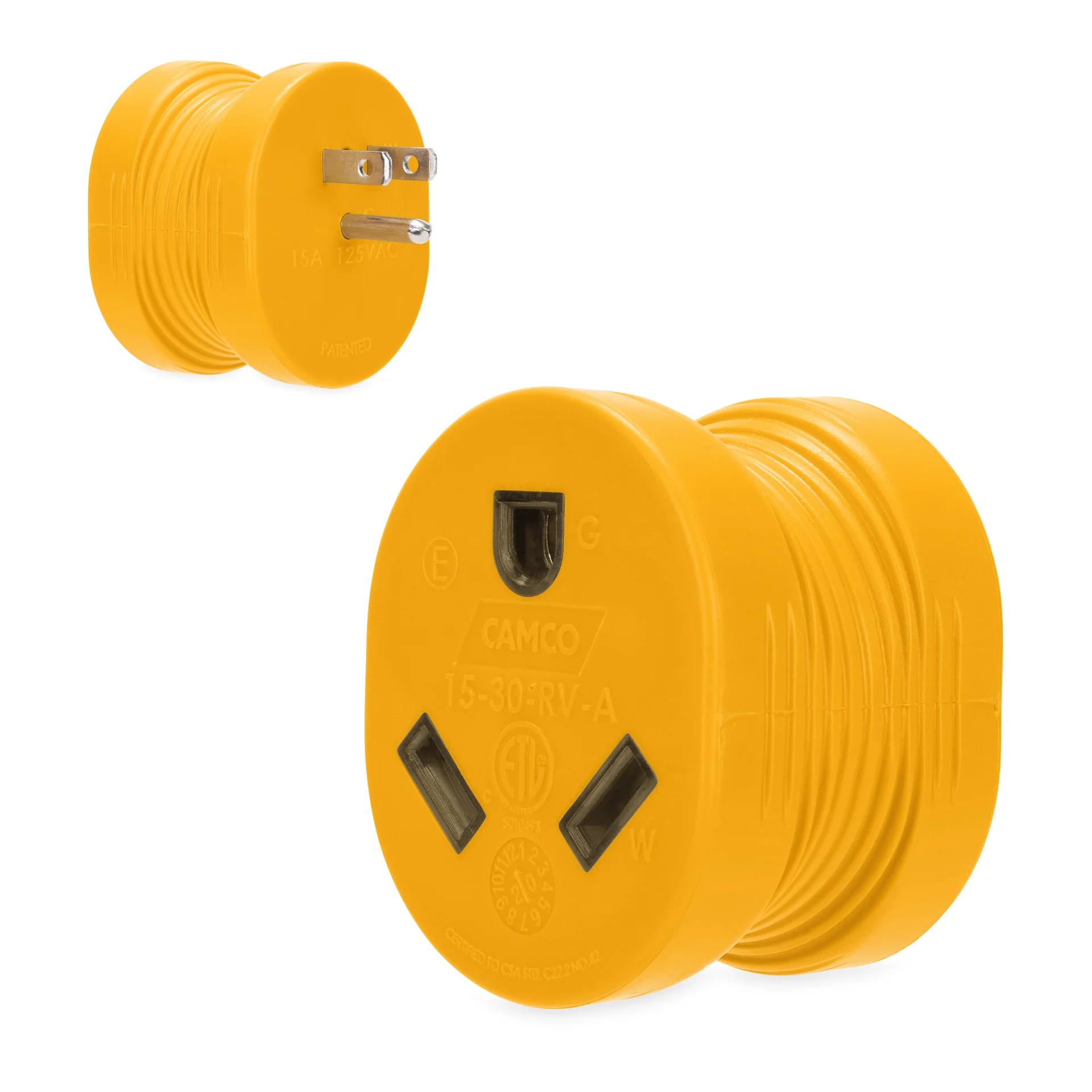 Adaptateur de prise Power Grip Camco (15 A mâle, 30 A femelle)