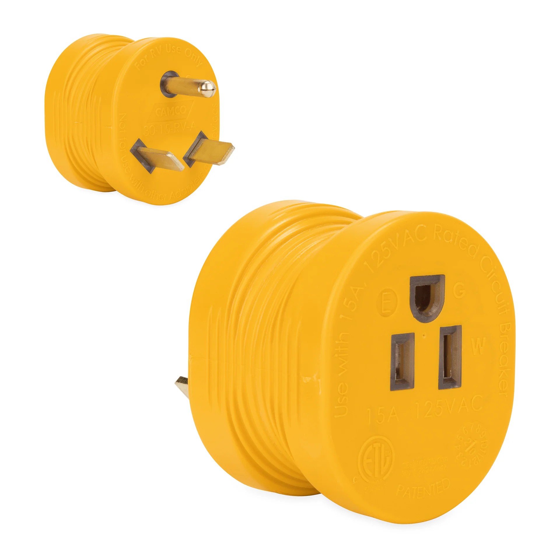 Adaptateur de prise Power Grip Camco (30 A mâle, 15 A femelle)